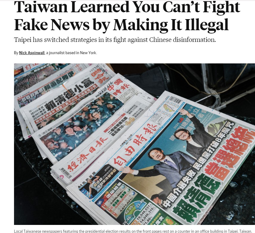 16 /Jan./2024-Foreign Policy : Taiwan Election and China Disinformation